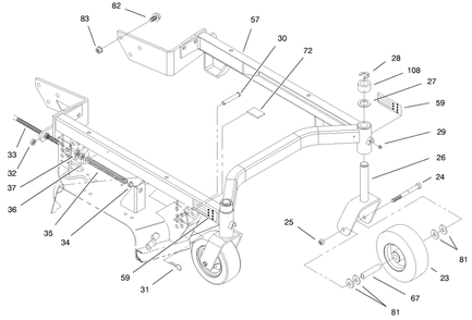 Carrier Frame Diagram and Parts List for 30147 990001 - 999999 Toro Lawn Mower