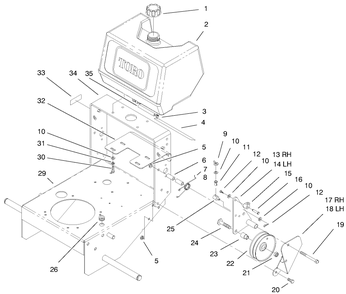 Fuel Tank & Idler Bracket Assembly Diagram and Parts List for 30177 990001 - 991351 Toro Lawn Tractor Accessories