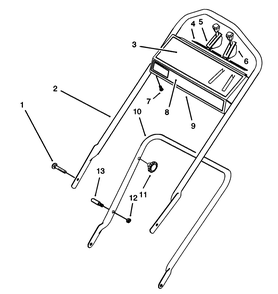 Handle Assembly Diagram and Parts List for 16212B 39000001 - 39999999 Toro Lawn Mower