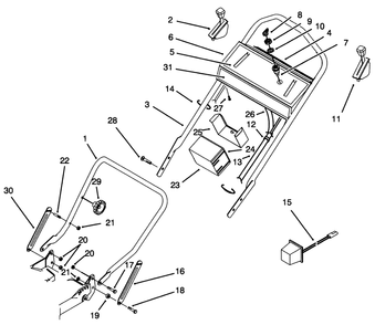 Handle Assembly Diagram and Parts List for 20766B 49000001 - 49999999 Toro Lawn Mower
