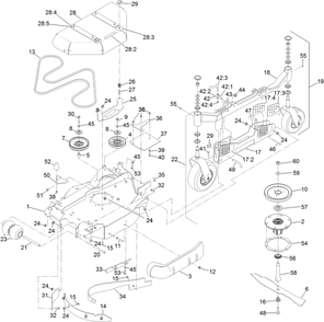 Lh Wing Deck Assembly Diagram and Parts List for 72096 406343181-407109999 Toro Lawn Tractor