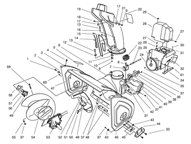 Housing & Chute Assembly Diagram and Parts List for 38555 890000001 - 899999999 Toro Snow Blower