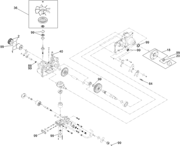 Lh Transaxle Assembly Diagram and Parts List for 74054 400000000-408899999 Toro Lawn Tractor