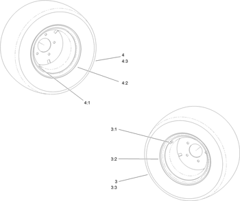 23 Inch Wheel And Tire Assembly Diagram and Parts List for 25403 400000000 - 401399999 Toro Lawn Tractor Accessories