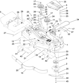 Deck Assembly Diagram and Parts List for 74418 (280000001-280999999)(2008) Toro Lawn Mower