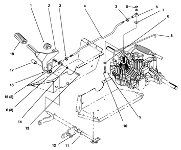 Hydro Control Diagram and Parts List for 72064 6900001 - 6999999 Toro Lawn Tractor