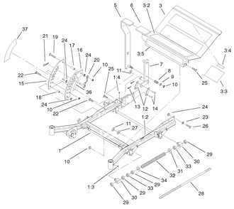 Front Frame Assembly Diagram and Parts List for 74213 (210000001-210999999)(2001) Toro Lawn Mower