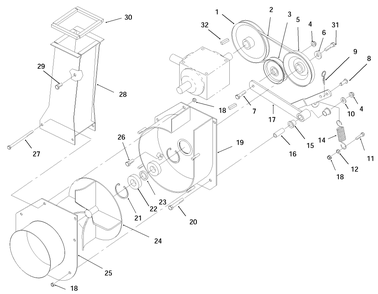 Blower Assembly Diagram and Parts List for 79434 890001 - 890522 Toro Lawn Tractor