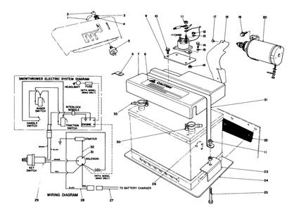 12 Volt Starting Motor Kit 42-3370 (Optional) Diagram and Parts List for 38150 3000001 - 3999999 Toro Snow Blower