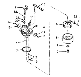Carburetor No. 632552 Diagram and Parts List for 38175 2000001 - 2999999 Toro Snow Blower