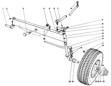 Front Axle Assembly Diagram and Parts List for 55256 1000001 - 1999999 Toro Lawn Tractor