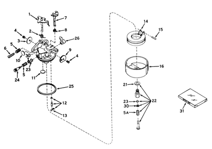 Carburetor No. 631449 Diagram and Parts List for 56036 6000001 - 6999999 Toro Lawn Tractor
