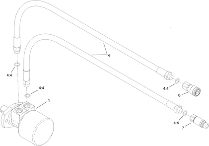 Hydraulic Hose And Motor Assembly Diagram and Parts List for 23102 318000001 - 318999999 Toro Cultivator