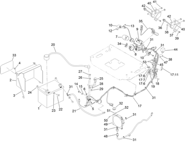 Electrical Assembly Diagram and Parts List for 79553 (312000001-312999999)(2012) Toro Lawn Mower
