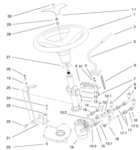 Power Steering & Tilt Assembly Diagram and Parts List for 73580 9900001 - 9999999 Toro Lawn Tractor