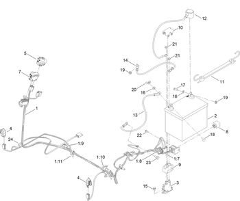 Electrical Assembly Diagram and Parts List for 77507 417500000 - 417531499 Toro Lawn Tractor