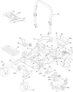 Frame And Caster Wheel Assembly Diagram and Parts List for 74145 (316000001-316999999)(2016) Toro Lawn Mower