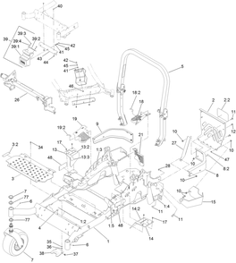 Frame, Caster And Z Stand Assembly Diagram and Parts List for 74902TE (316000001-316999999)(2016) Toro Lawn Mower