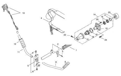 Clutch And Handle Assembly Diagram and Parts List for 53021 900001 - 999999 Toro Trimmer