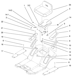 Rear Body & Seat Assembly Diagram and Parts List for 71198 9900001 - 9999999 Toro Lawn Tractor