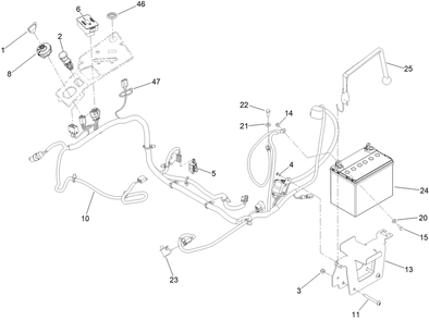 Electrical Assembly Diagram and Parts List for 77248 411435972 - 411435987 Toro Lawn Tractor