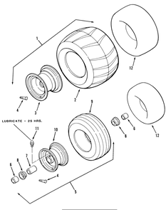 Wheels And Tires Diagram and Parts List for Z1-18KE01  Toro Lawn Tractor