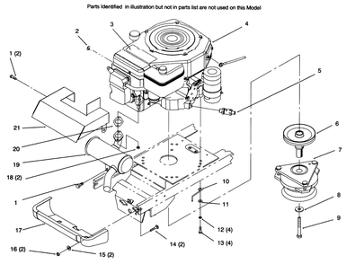 Single Cylinder Engine, Muffler, And P.T.O. Diagram and Parts List for 72045 6900001 - 6999999 Toro Lawn Tractor