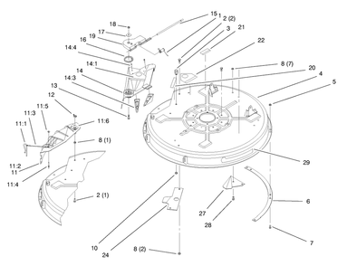 Deck Assembly (32" Cutting Unit) Diagram and Parts List for 71201 8900001 - 8999999 Toro Lawn Tractor