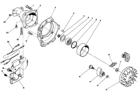 Clutch Case & Fan Assembly Diagram and Parts List for 51660 9000001 - 9999999 Toro Trimmer