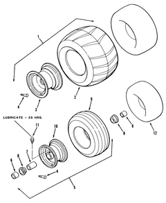 Wheels And Tires Diagram and Parts List for Z1-24OE03  Toro Lawn Tractor