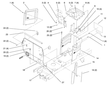 Hoodstand And Firewall Diagram and Parts List for 72110 6900001 - 6999999 Toro Lawn Tractor