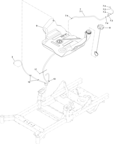Fuel System And Vent Hose Assembly Diagram and Parts List for 74472 402100000-403351083 Toro Lawn Tractor
