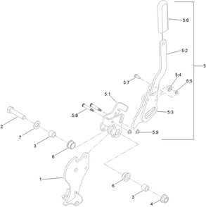 Parking Brake Handle Assembly Diagram and Parts List for 74943CP (312000001-312999999)(2012) Toro Lawn Mower