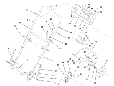 Handle Assembly (Model No. 20466 Only) Diagram and Parts List for 20466 6900001 - 6999999 Toro Lawn Mower