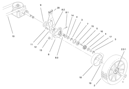 Rear Axle Assembly Diagram and Parts List for 20716 9900001 - 9999999 Toro Lawn Mower