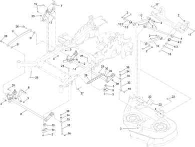 Deck Lift Assembly Diagram and Parts List for 72928 400000000 - 412799999 Toro Lawn Tractor