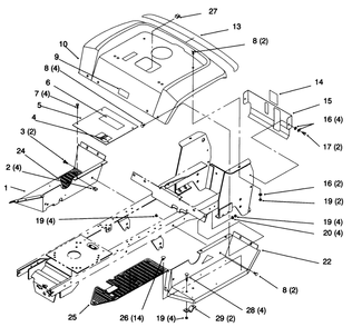 Fender And Footrest Diagram and Parts List for 72043 6900001 - 6999999 Toro Lawn Tractor