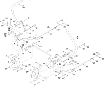 Motion Control Assembly Diagram and Parts List for 75755 411000000 - 412719999 Toro Lawn Tractor