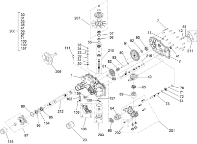 Lh Transmission Assembly Diagram and Parts List for 44430 406914110-406914137 Toro Lawn Mower