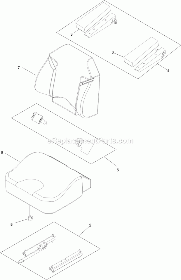 Seat Assembly No. 116-0038 Diagram and Parts List for 74953 315000001-315999999 Toro Lawn Mower