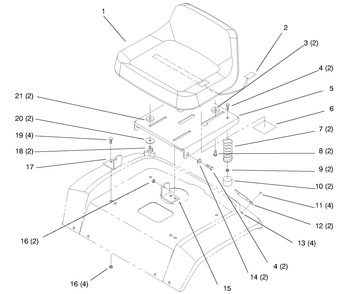 Seat Diagram and Parts List for 72104 7900001 - 7999999 Toro Lawn Tractor