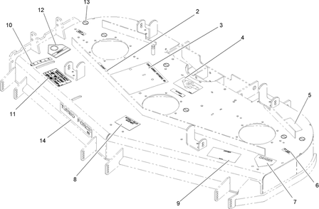 Deck Decal Assembly Diagram and Parts List for 74268 (260000001-260999999)(2006) Toro Lawn Mower