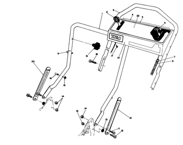 Handle Assembly Diagram and Parts List for 20328B 2000001 - 2999999 Toro Lawn Mower