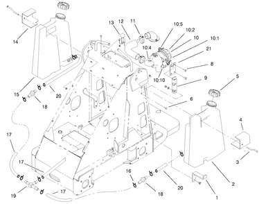 Fuel Tank And Air Filter Assembly Diagram and Parts List for 22305TE 990001 - 999999 Toro Lawn Tractor Accessories