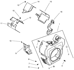 Group 6-Blower Housing & Baffles Diagram and Parts List for 73560 8900001 - 8999999 Toro Lawn Tractor