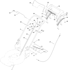 Handle Assembly Diagram and Parts List for 21774 400000000 - 410999999 Toro Lawn Mower