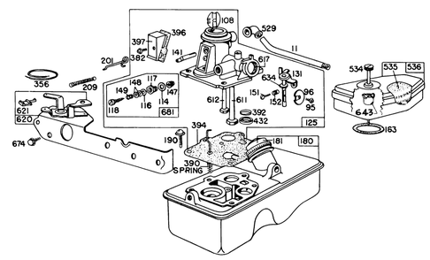 Carburetor Assembly-Engine Briggs & Stratton Model No. 92908-1844-01 Diagram and Parts List for 16600 8000001 - 8999999 Toro Lawn Mower