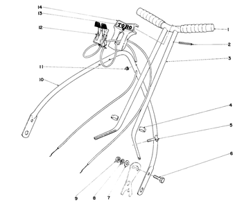 18" Sportlawn Handle Assembly Diagram and Parts List for 10323 4000001 - 4999999 Toro Lawn Mower