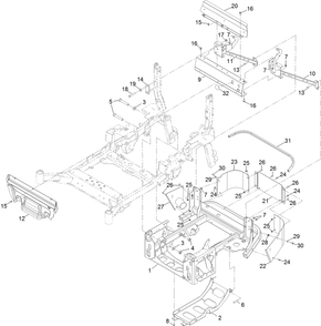 Power Frame Assembly Diagram and Parts List for 74060 402252575-404399999 Toro Lawn Mower