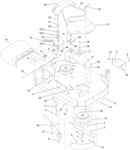 Deck Assembly Diagram and Parts List for 74534 413000000 - 415399999 Toro Lawn Tractor